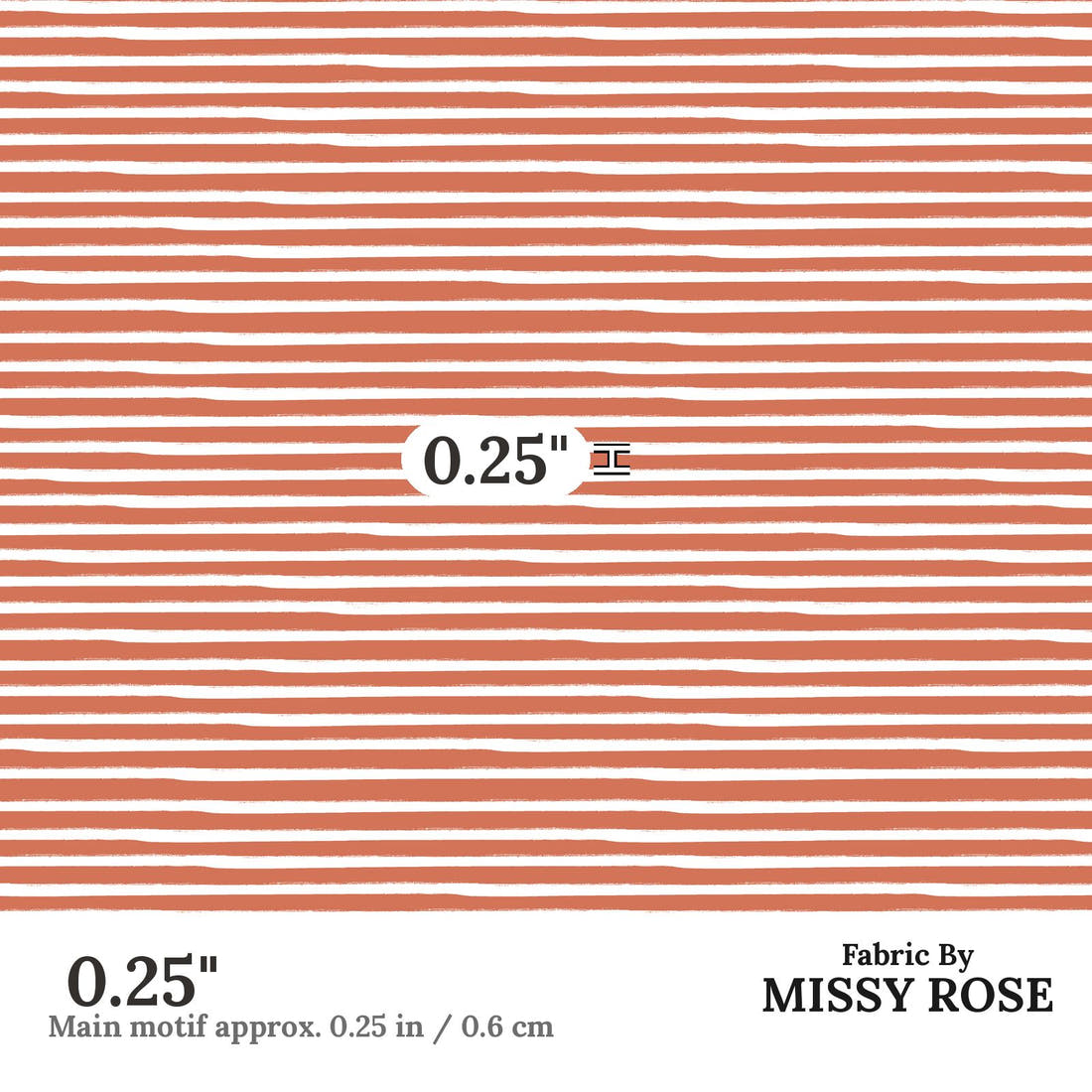 Indy Bloom Fabric Infatuated Valentine Painted Stripe Red 19 0.25 inch print scale guide | Fabric by Missy Rose