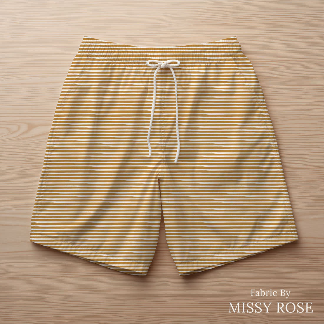 Indy Bloom Fabric Infatuated Valentine Painted Stripe Tangerine 20 sewn into swim shorts - custom printed fabric | Fabric by Missy Rose