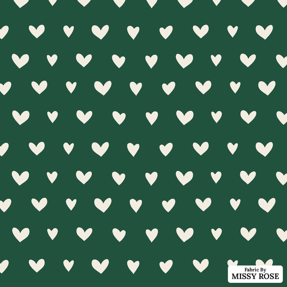 Indy Bloom Fabric Juliet Florals Forest Hearts 06 flat view of the printed design | Fabric by Missy Rose