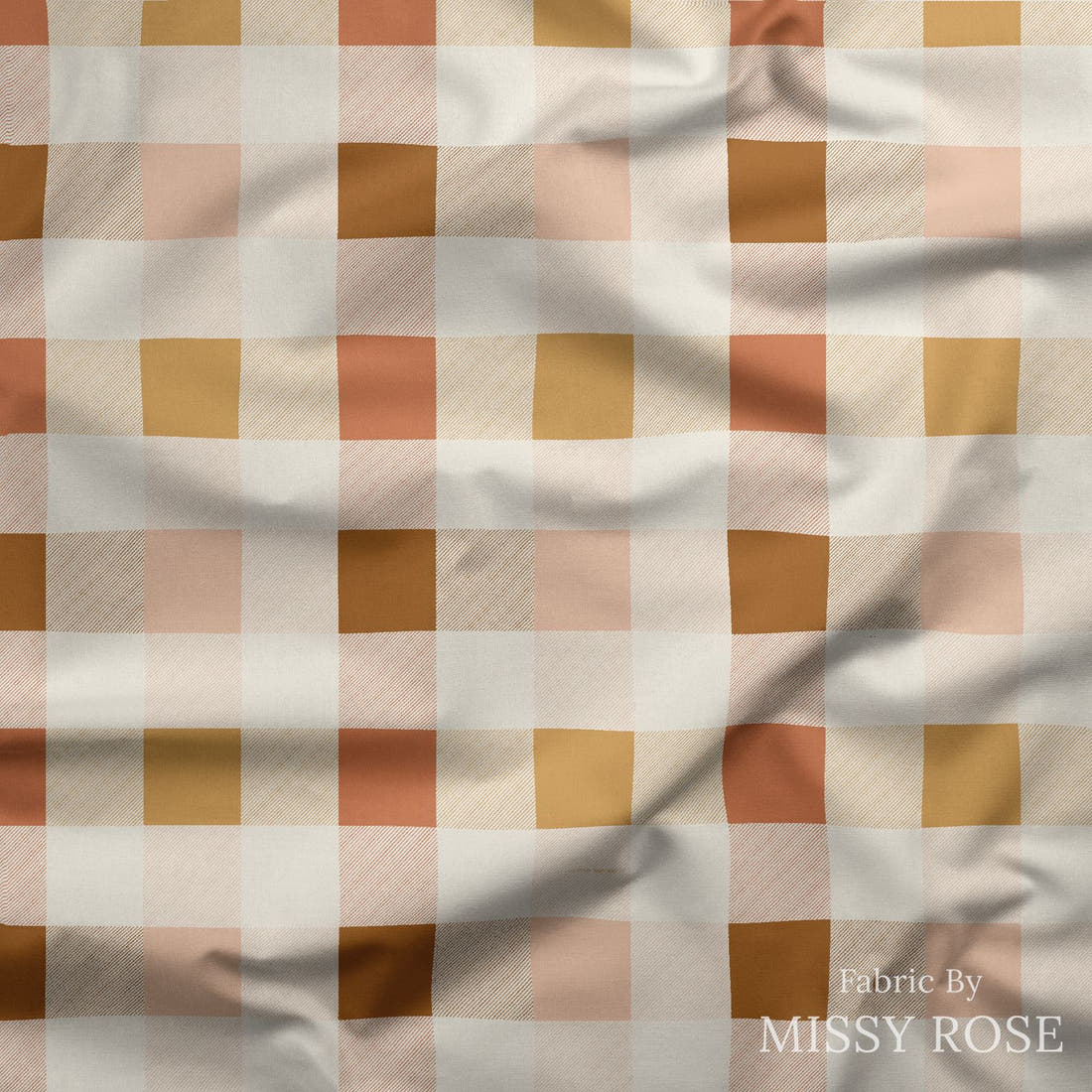 Indy Bloom Fabric Juliet Florals Gingham 04 draped fabric mockup - custom printed fabric by the metre | Fabric by Missy Rose
