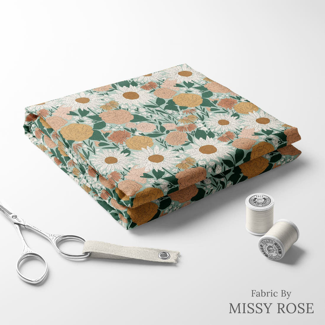 Indy Bloom Fabric Juliet Florals Juliet 01 folded fabric stack with matching thread - pre-order fabric Australia | Fabric by Missy Rose