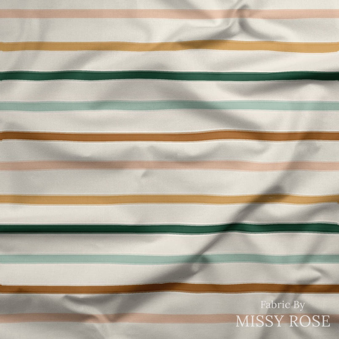 Indy Bloom Fabric Juliet Florals Thin Stripe 05 draped fabric mockup - custom printed fabric by the metre | Fabric by Missy Rose