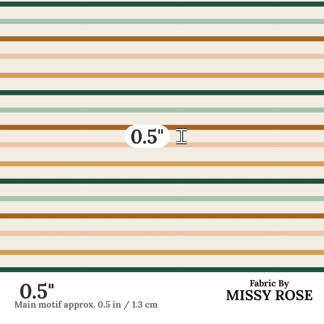 Indy Bloom Fabric Juliet Florals Thin Stripe 05 0.5 inch print scale guide | Fabric by Missy Rose