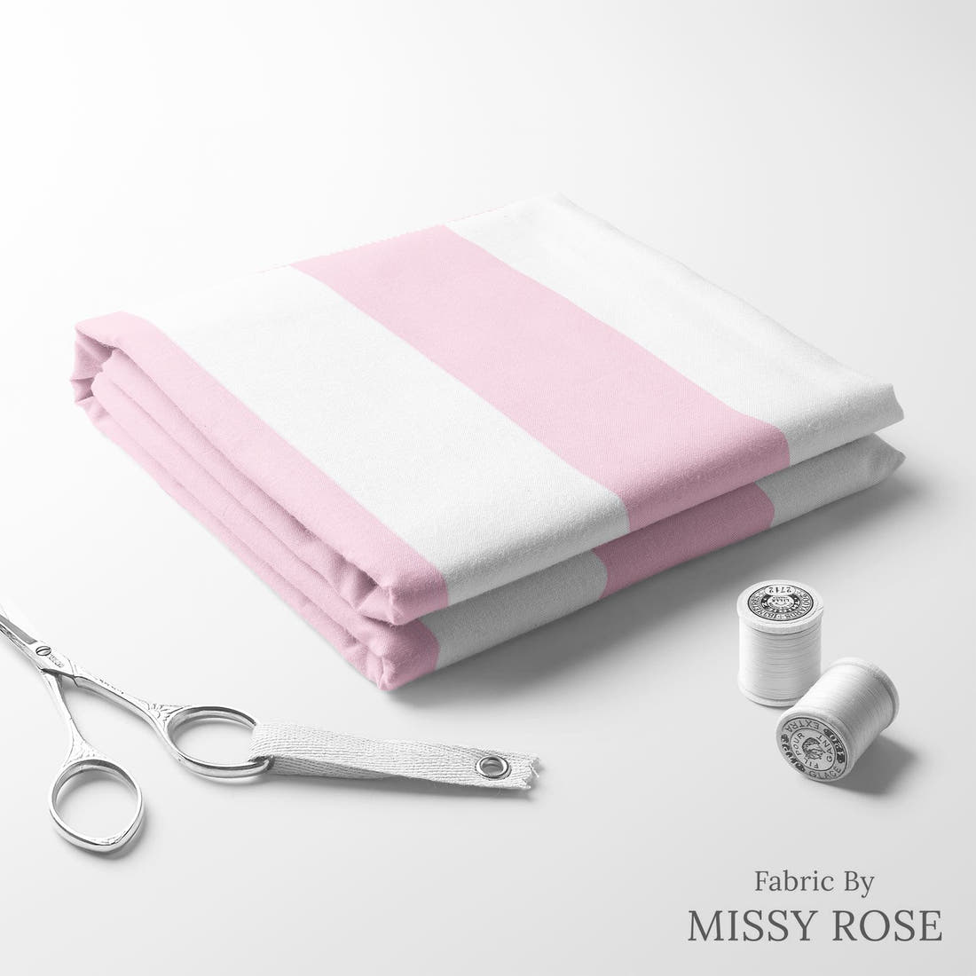Indy Bloom Fabric Laguna Summer Beach Stripe In Bubblegum 29 folded fabric stack with matching thread - pre-order fabric Australia | Fabric by Missy Rose