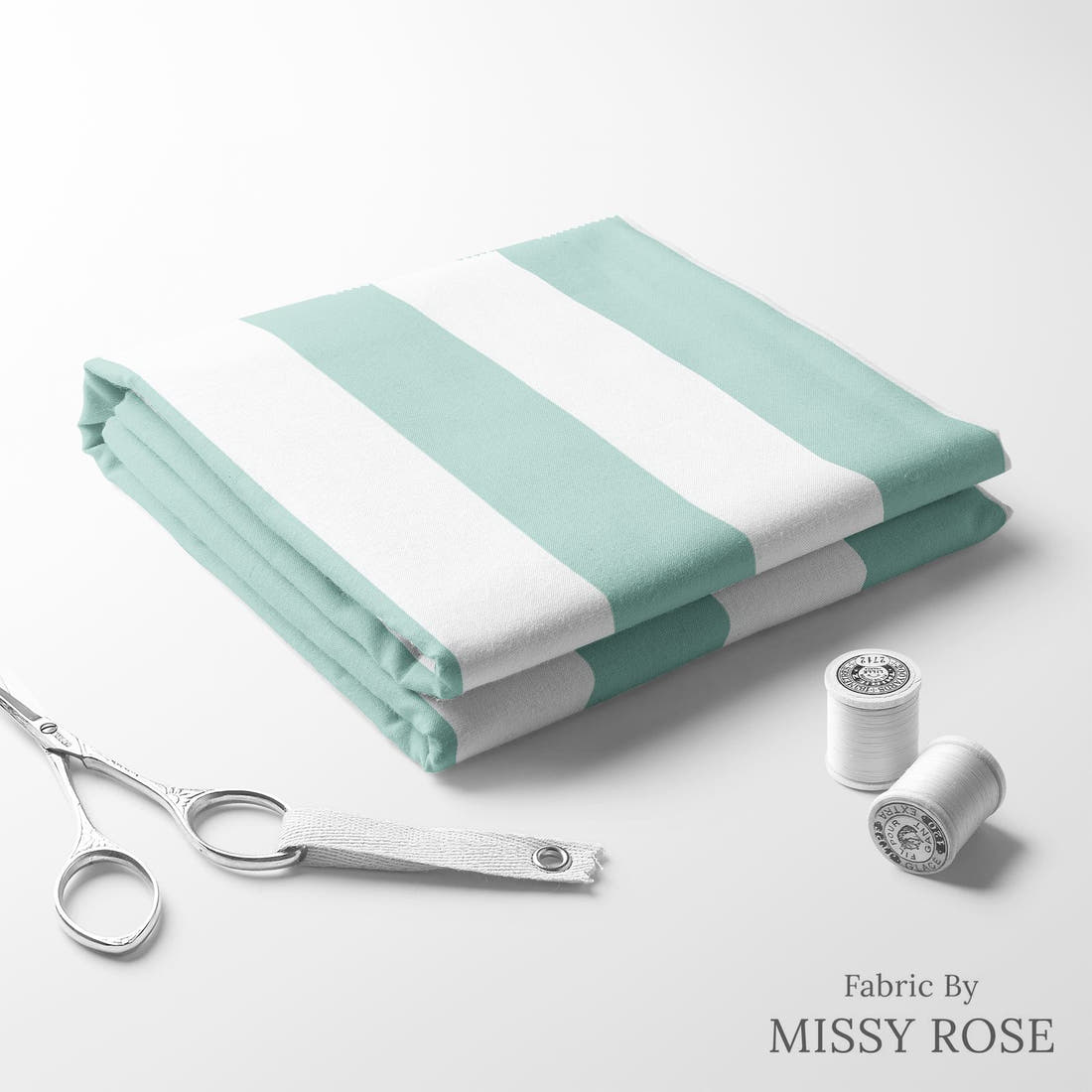 Indy Bloom Fabric Laguna Summer Beach Stripe In Laguna 28 folded fabric stack with matching thread - pre-order fabric Australia | Fabric by Missy Rose