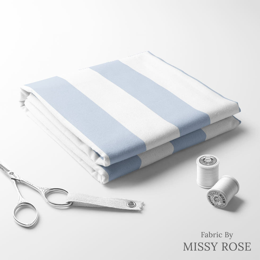 Indy Bloom Fabric Laguna Summer Beach Stripe In Periwinkle 26 folded fabric stack with matching thread - pre-order fabric Australia | Fabric by Missy Rose