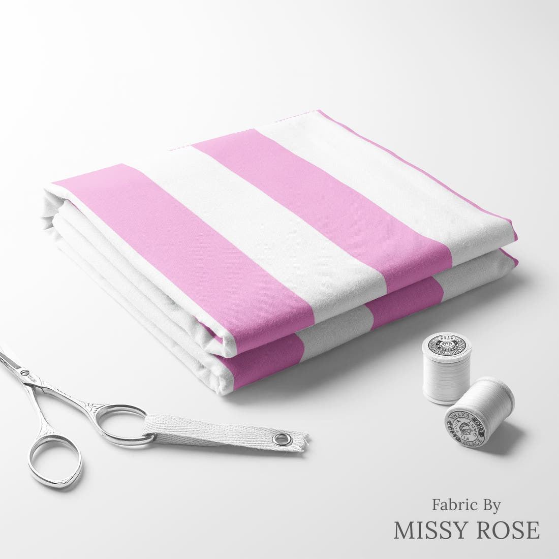 Indy Bloom Fabric Laguna Summer Beach Stripe In Pink 27 folded fabric stack with matching thread - pre-order fabric Australia | Fabric by Missy Rose