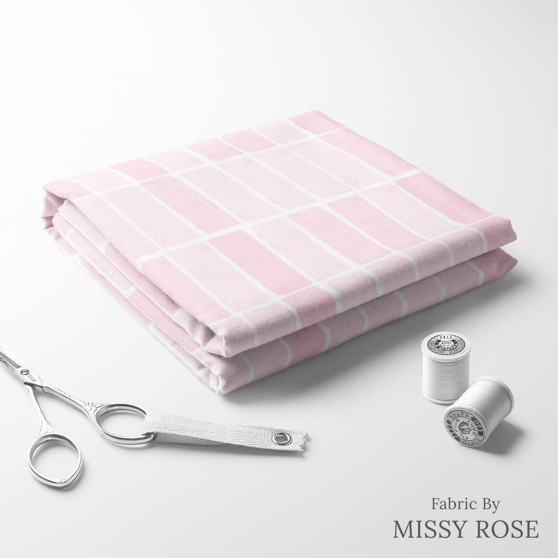 Indy Bloom Fabric Laguna Summer Beach Tiles In Bubblegum 19 folded fabric stack with matching thread - pre-order fabric Australia | Fabric by Missy Rose