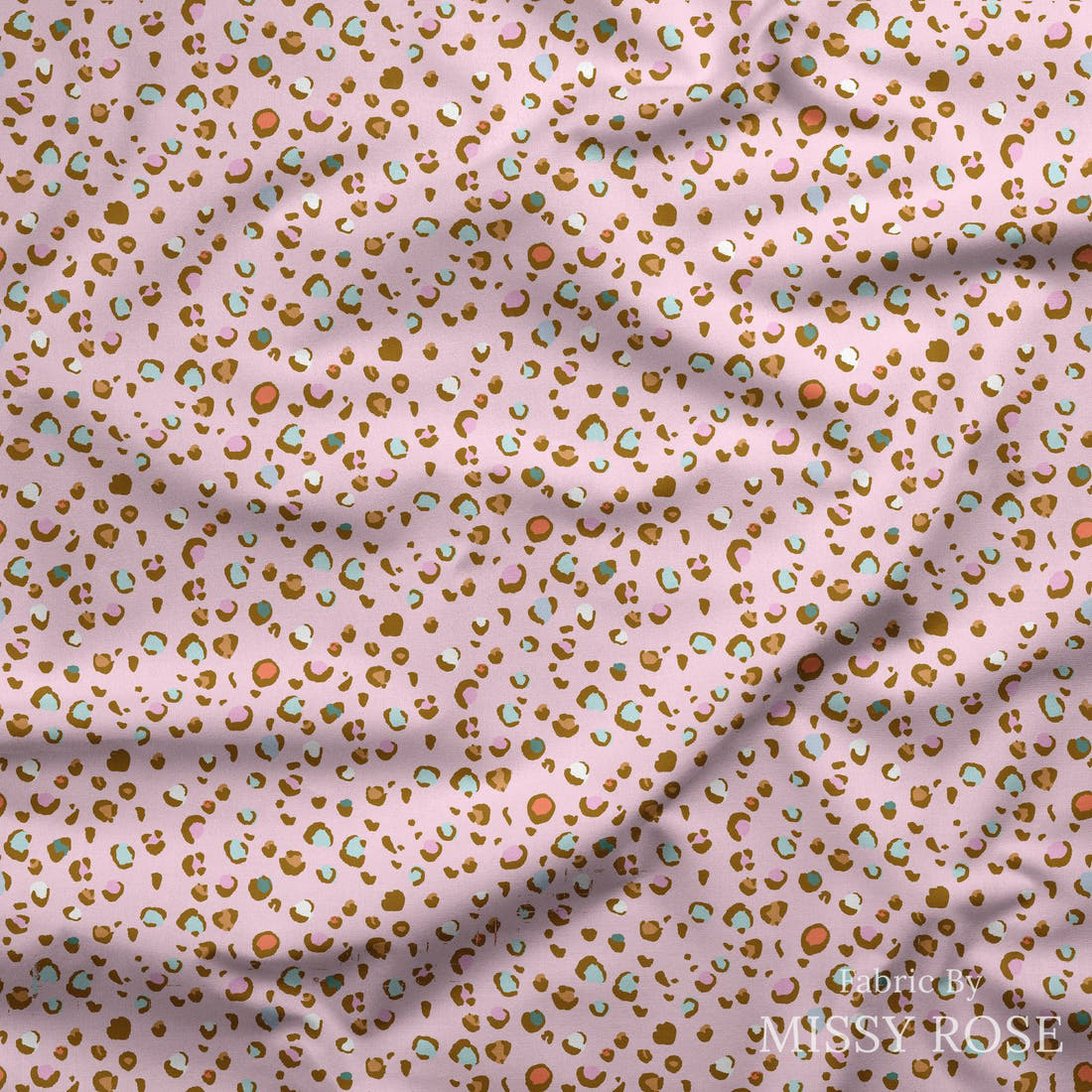 Indy Bloom Fabric Laguna Summer Cheetah in Bubblegum 08 draped fabric mockup - custom printed fabric by the metre | Fabric by Missy Rose
