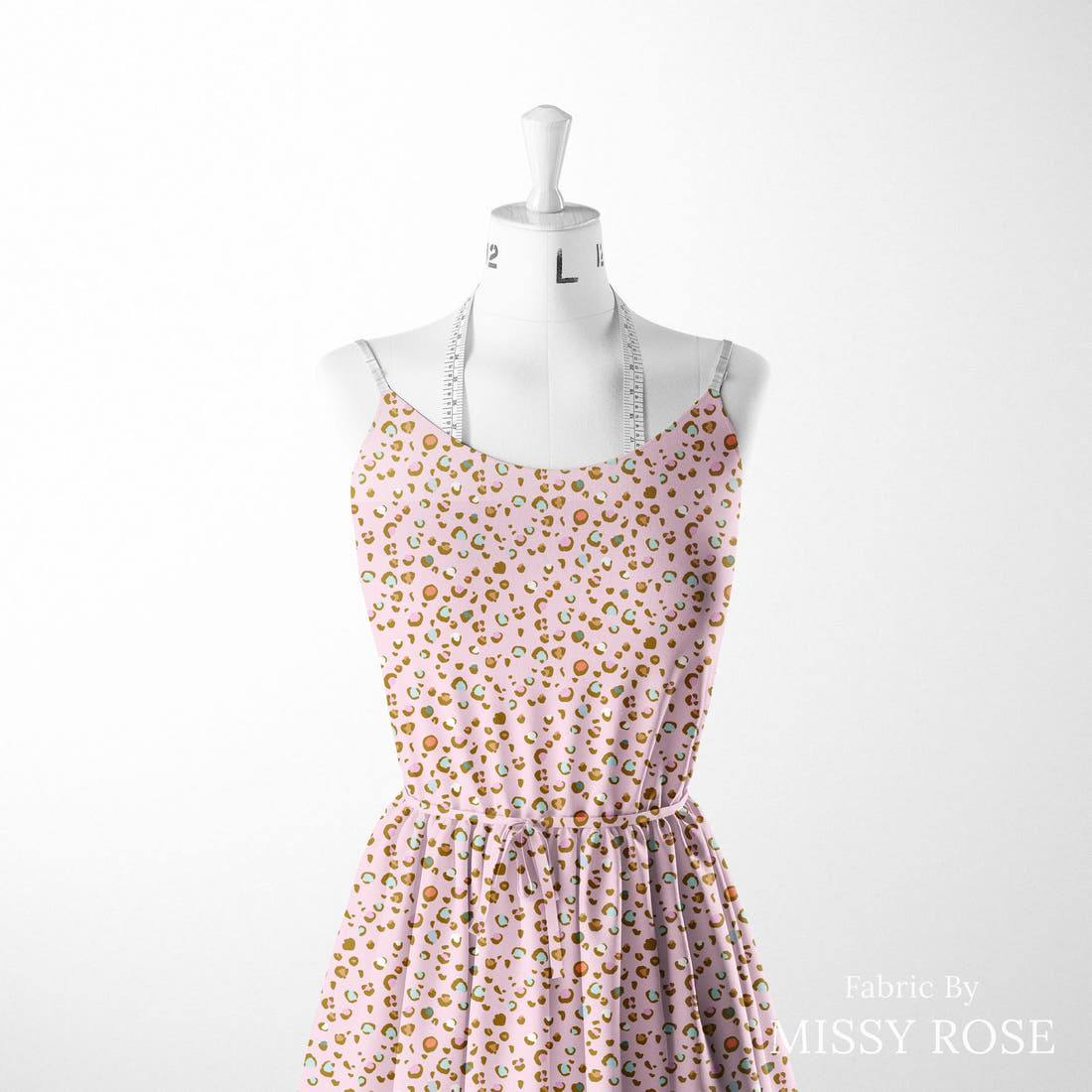 Indy Bloom Fabric Laguna Summer Cheetah in Bubblegum 08 sewn into a women's dress - custom printed fabric | Fabric by Missy Rose