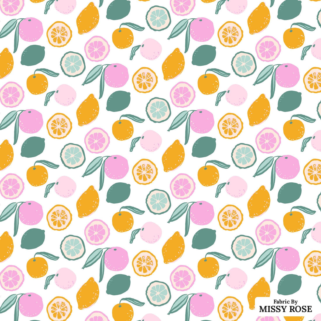 Indy Bloom Fabric Laguna Summer Citrus 04 flat view of the printed design | Fabric by Missy Rose