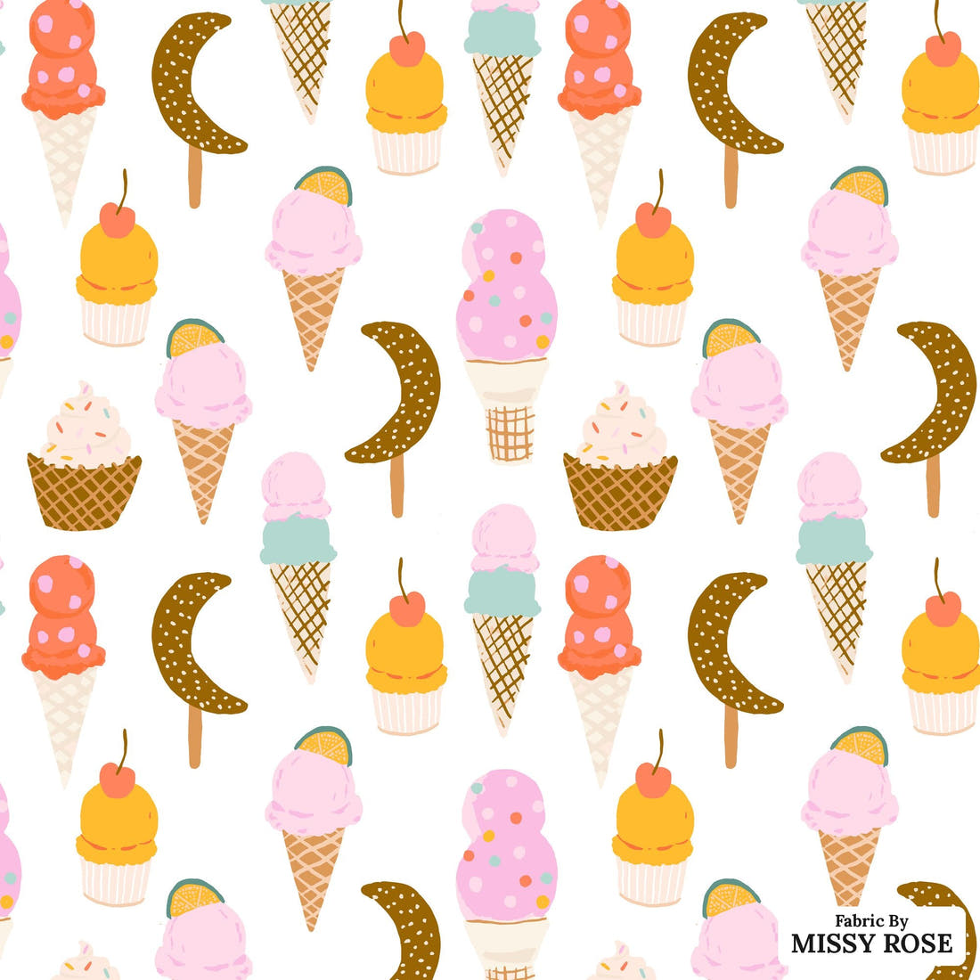 Indy Bloom Fabric Laguna Summer Ice Cream Parlour 06 flat view of the printed design | Fabric by Missy Rose