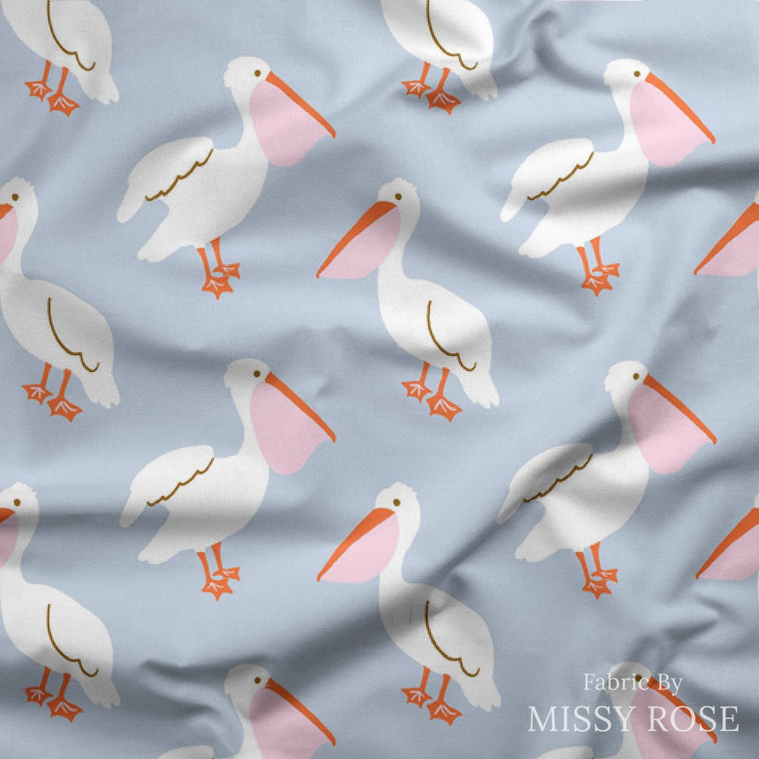 Indy Bloom Fabric Laguna Summer Pelicans In Periwinkle 15 draped fabric mockup - custom printed fabric by the metre | Fabric by Missy Rose