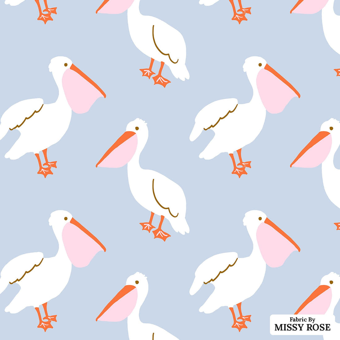 Indy Bloom Fabric Laguna Summer Pelicans In Periwinkle 15 flat view of the printed design | Fabric by Missy Rose