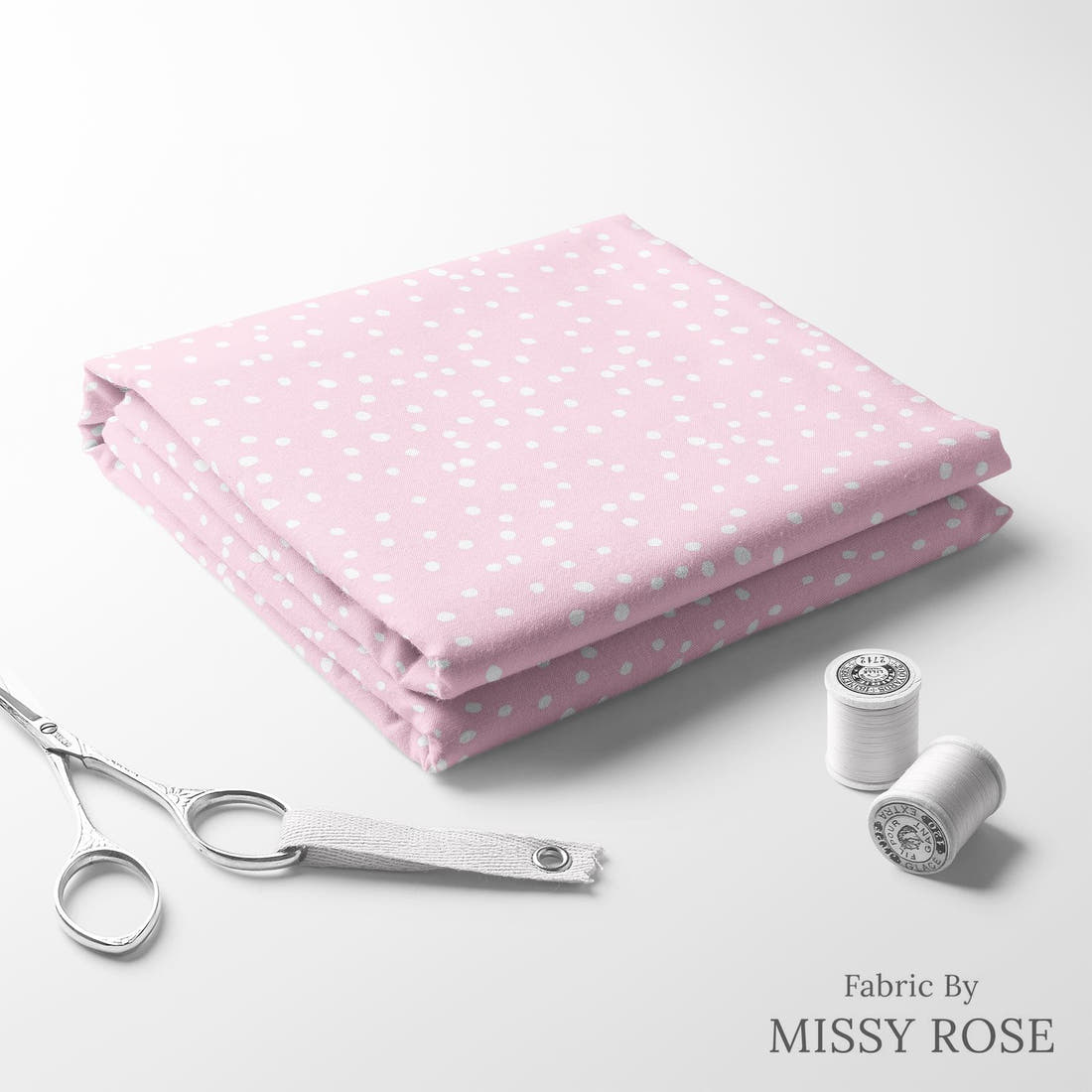 Indy Bloom Fabric Laguna Summer Polka Dot Bikini In Bubble Gum 22 folded fabric stack with matching thread - pre-order fabric Australia | Fabric by Missy Rose