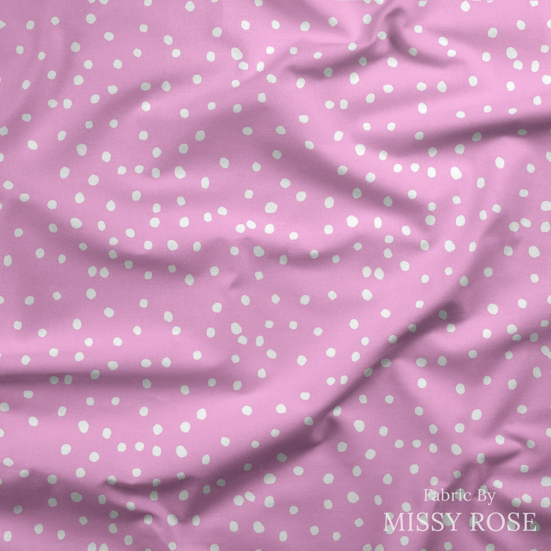 Indy Bloom Fabric Laguna Summer Polka Dot Bikini In Pink 24 draped fabric mockup - custom printed fabric by the metre | Fabric by Missy Rose
