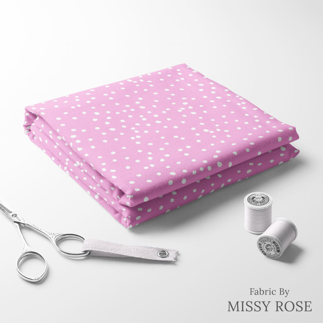 Indy Bloom Fabric Laguna Summer Polka Dot Bikini In Pink 24 folded fabric stack with matching thread - pre-order fabric Australia | Fabric by Missy Rose