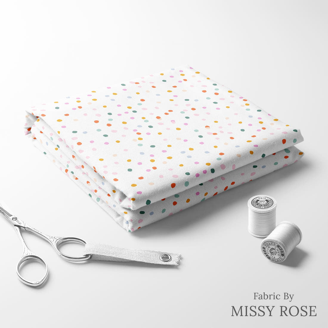 Indy Bloom Fabric Laguna Summer Polka Dot In Beach Party 25 folded fabric stack with matching thread - pre-order fabric Australia | Fabric by Missy Rose