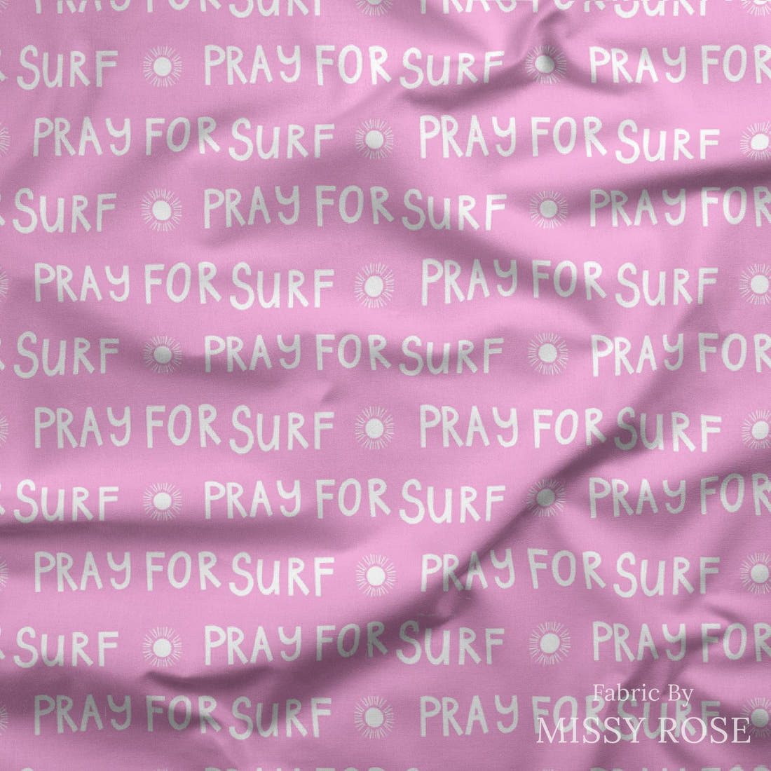 Indy Bloom Fabric Laguna Summer Pray for Surf 09 draped fabric mockup - custom printed fabric by the metre | Fabric by Missy Rose