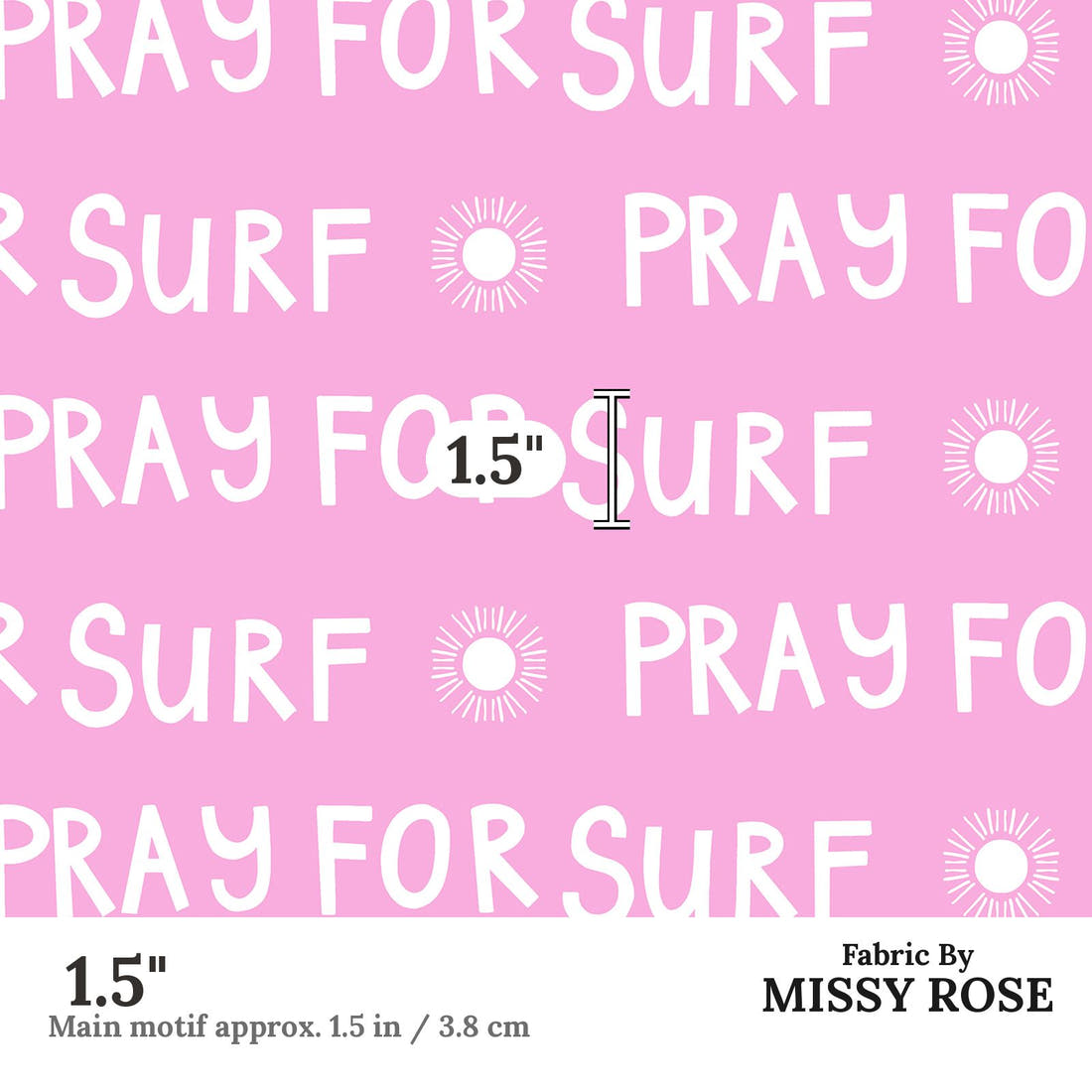 Indy Bloom Fabric Laguna Summer Pray for Surf 09 1.5 inch print scale guide | Fabric by Missy Rose