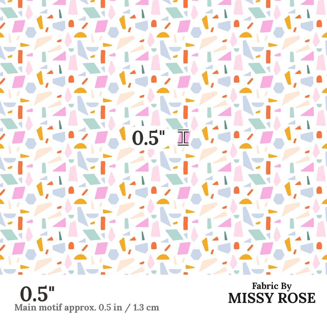 Indy Bloom Fabric Laguna Summer Retro Tiles in Laguna 05 0.5 inch print scale guide | Fabric by Missy Rose