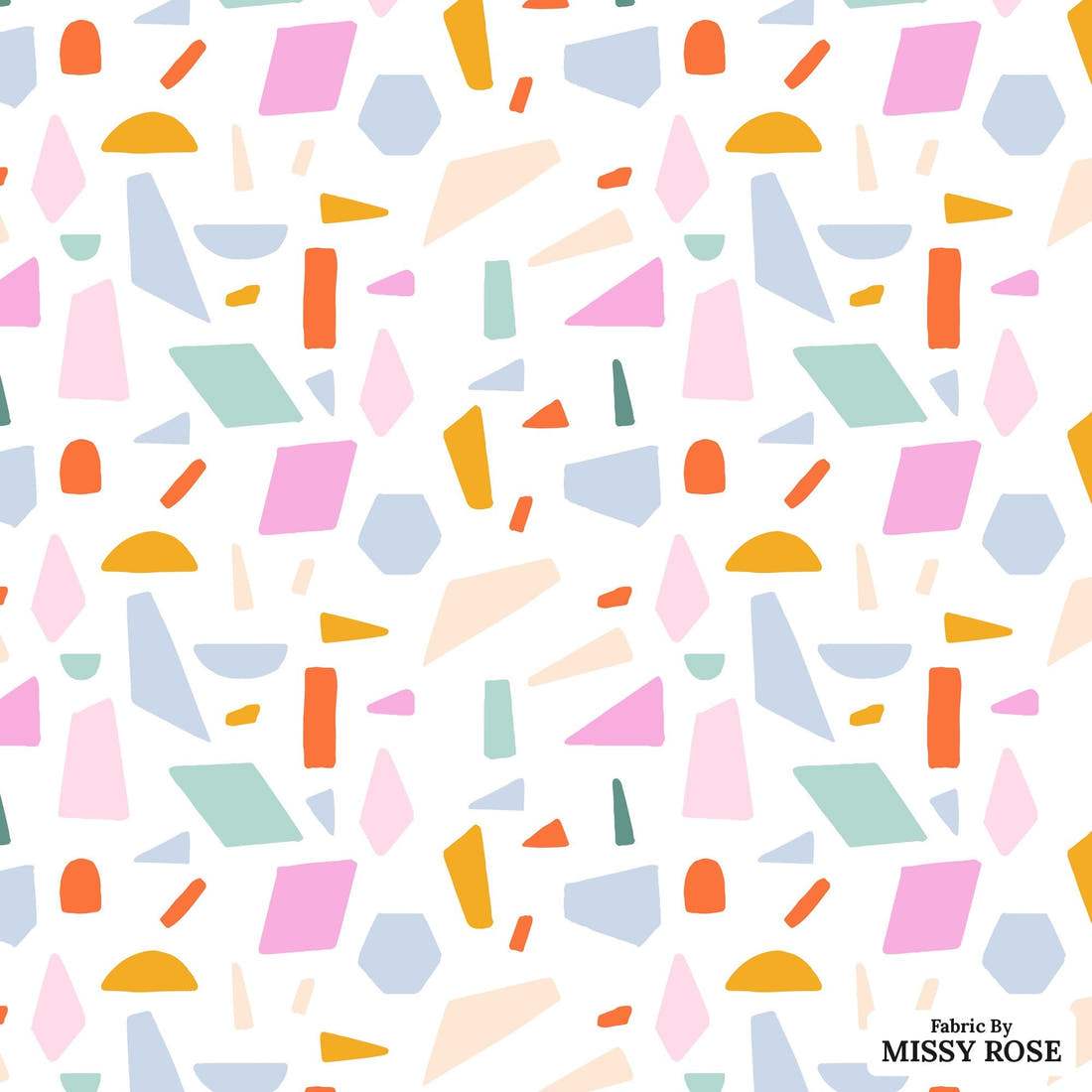 Indy Bloom Fabric Laguna Summer Retro Tiles in Laguna 05 flat view of the printed design | Fabric by Missy Rose