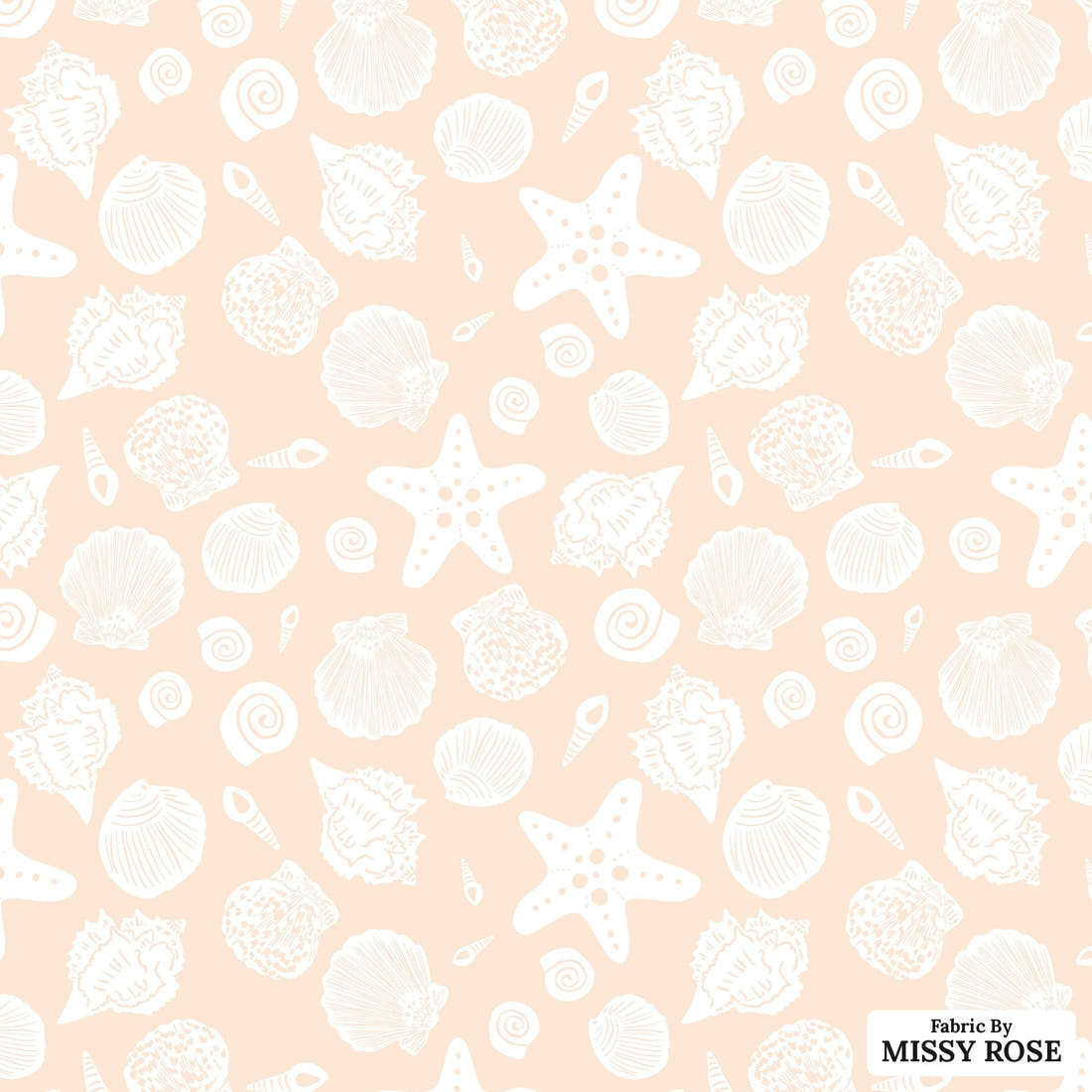 Indy Bloom Fabric Laguna Summer Sea Shells in Sandy 12 flat view of the printed design | Fabric by Missy Rose