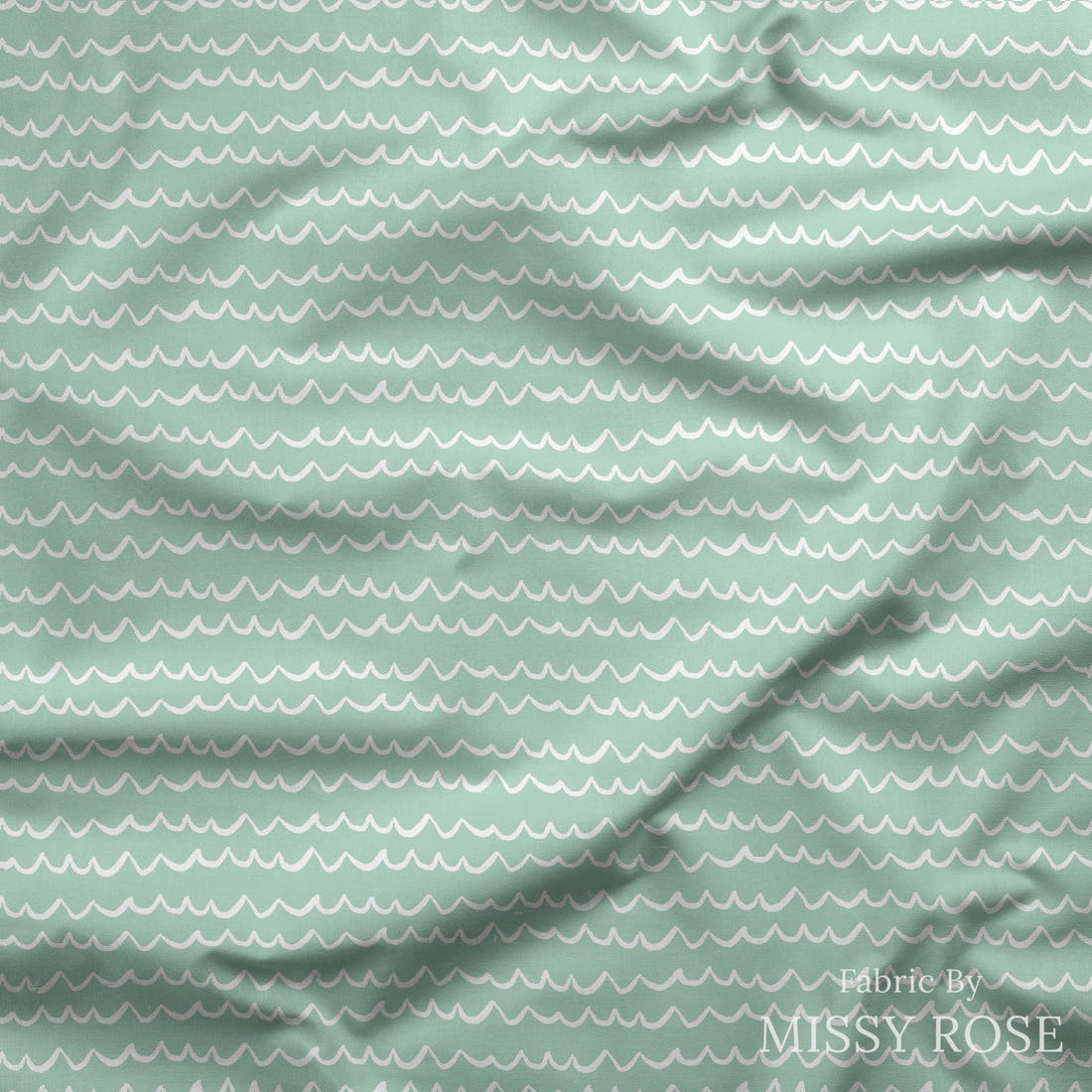 Indy Bloom Fabric Laguna Summer Sea Waves In Laguna 13 draped fabric mockup - custom printed fabric by the metre | Fabric by Missy Rose