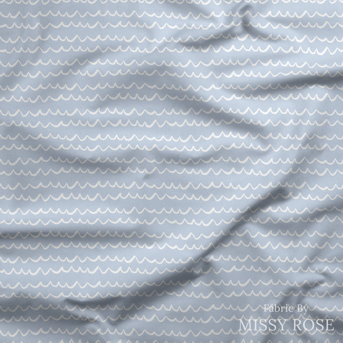 Indy Bloom Fabric Laguna Summer Sea Waves In Periwinkle 14 draped fabric mockup - custom printed fabric by the metre | Fabric by Missy Rose