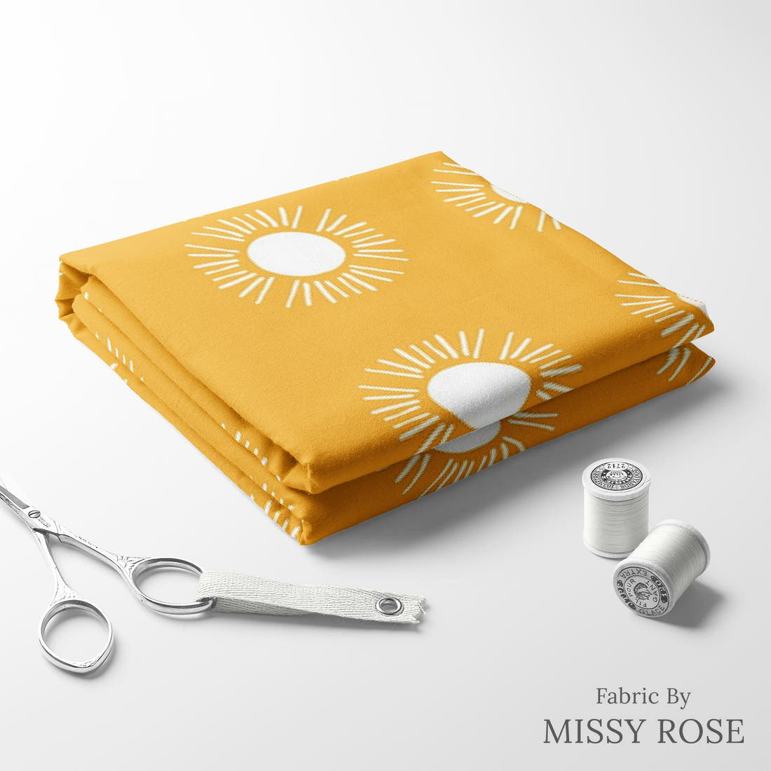 Indy Bloom Fabric Laguna Summer Sunny Day In Golden 18 folded fabric stack with matching thread - pre-order fabric Australia | Fabric by Missy Rose