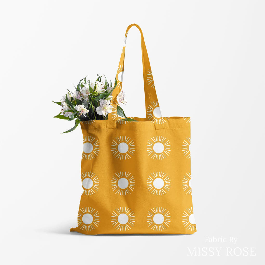 Indy Bloom Fabric Laguna Summer Sunny Day In Golden 18 made up as a tote bag - custom printed fabric | Fabric by Missy Rose