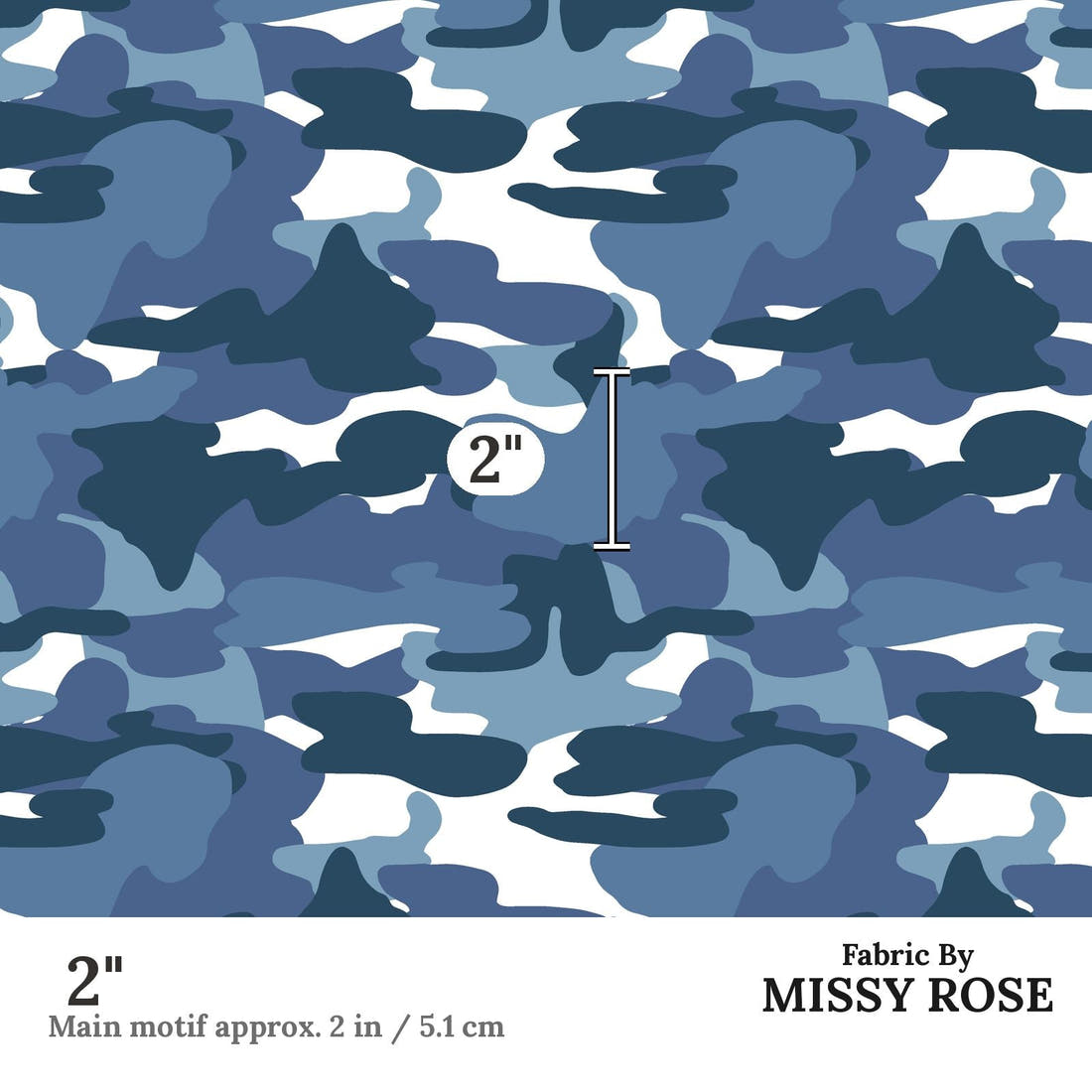 Indy Bloom Fabric Liberty Camo 02 2 inch print scale guide | Fabric by Missy Rose