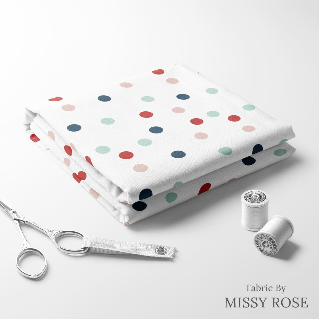 Indy Bloom Fabric Liberty Confetti 05 folded fabric stack with matching thread - pre-order fabric Australia | Fabric by Missy Rose