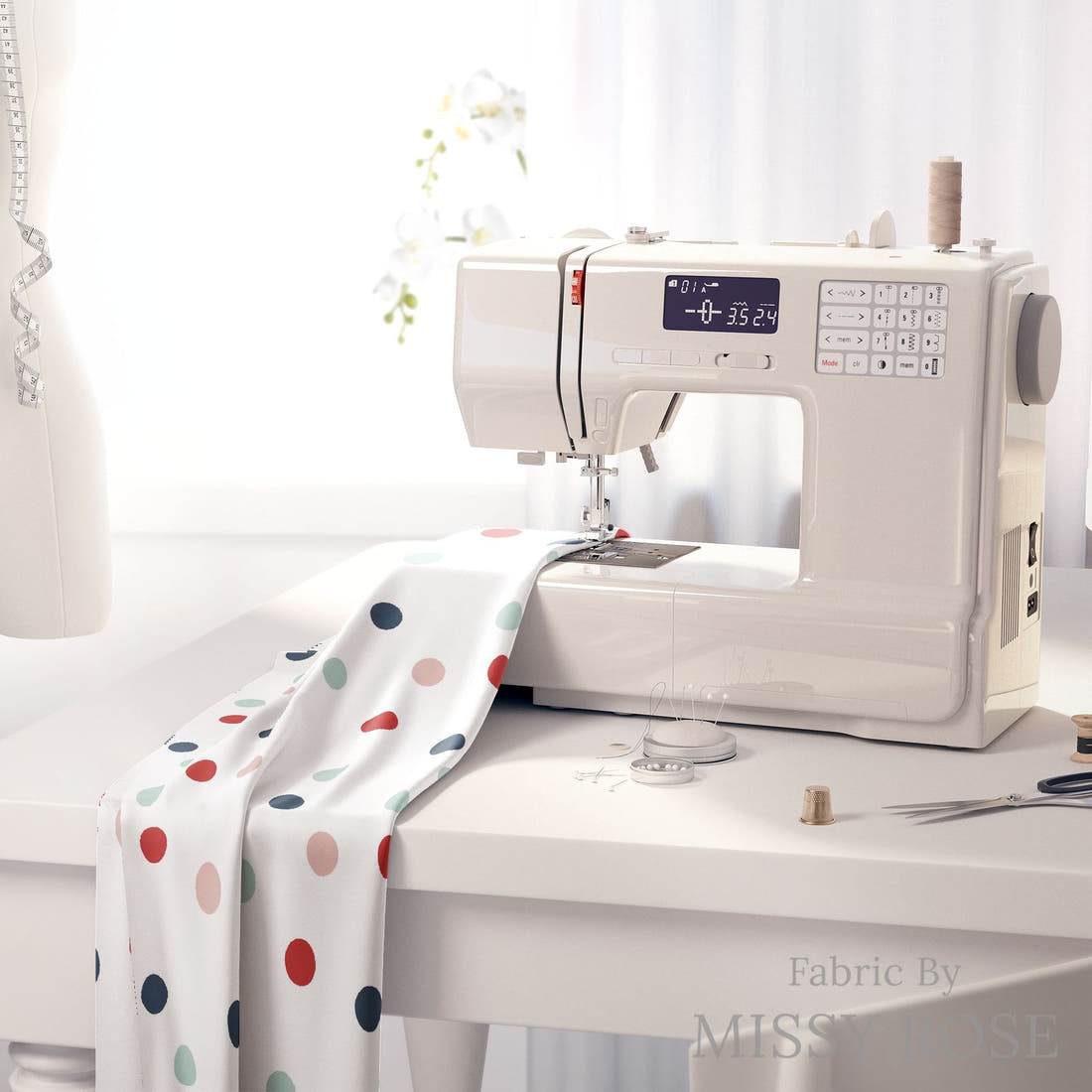Indy Bloom Fabric Liberty Confetti 05 fabric on a sewing machine - sew your own | Fabric by Missy Rose
