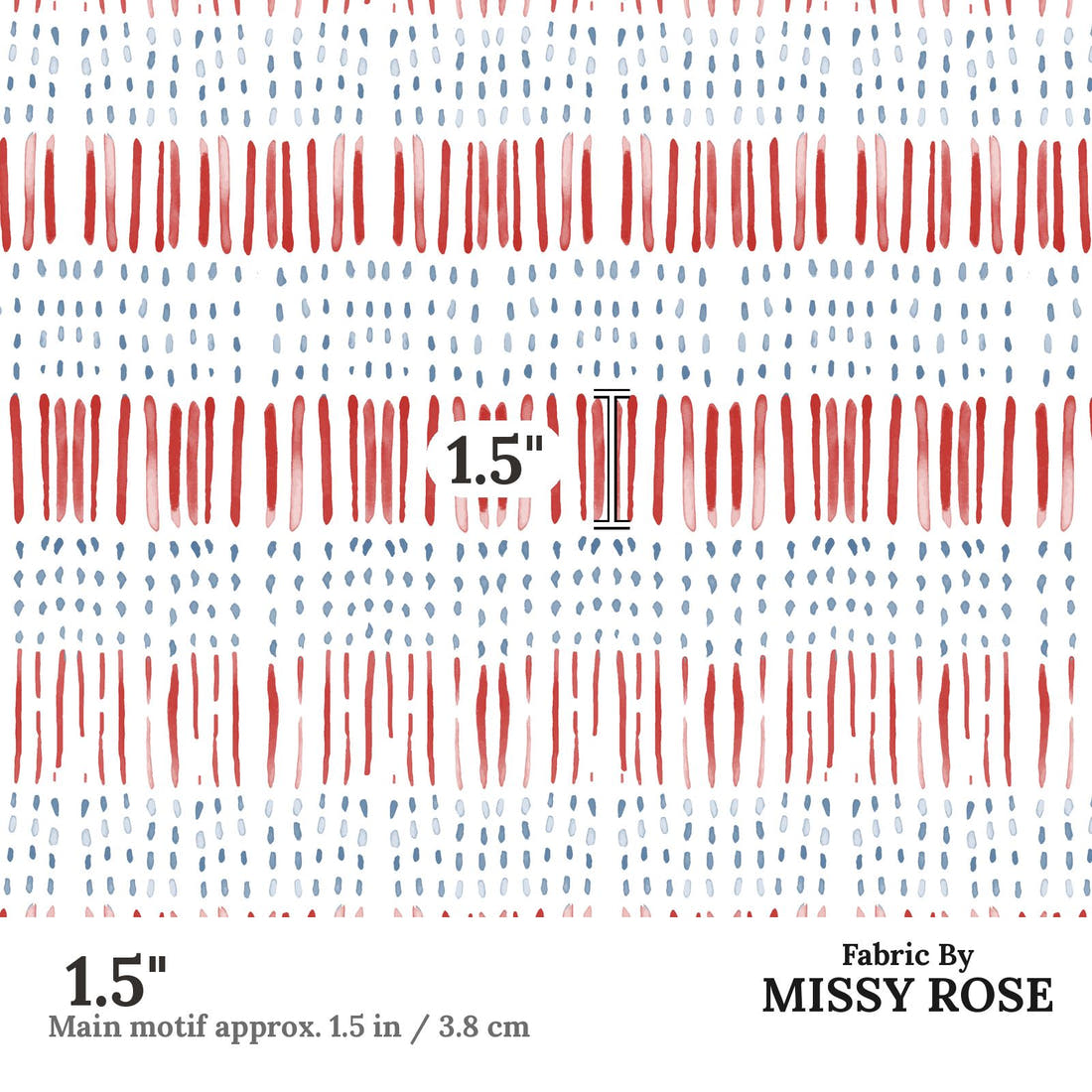 Indy Bloom Fabric Liberty Flag 03 1.5 inch print scale guide | Fabric by Missy Rose