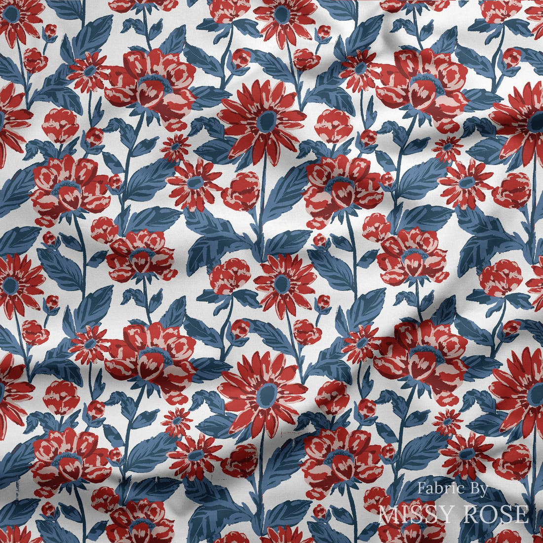 Indy Bloom Fabric Liberty Floral 01 draped fabric mockup - custom printed fabric by the metre | Fabric by Missy Rose