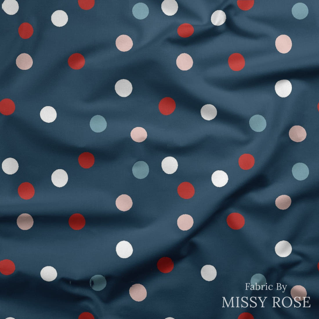 Indy Bloom Fabric Liberty Navy Confetti 06 draped fabric mockup - custom printed fabric by the metre | Fabric by Missy Rose