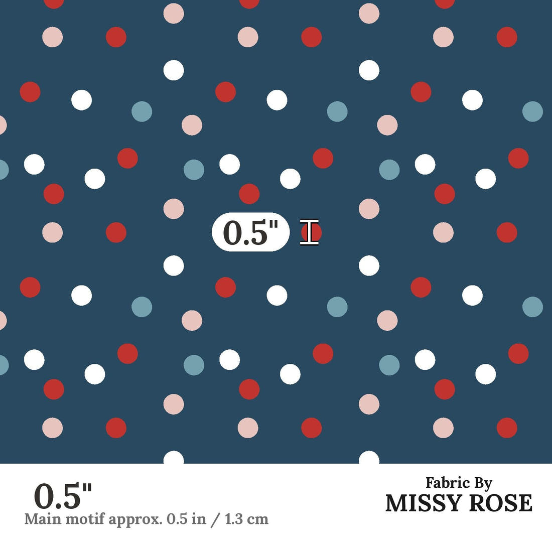 Indy Bloom Fabric Liberty Navy Confetti 06 0.5 inch print scale guide | Fabric by Missy Rose