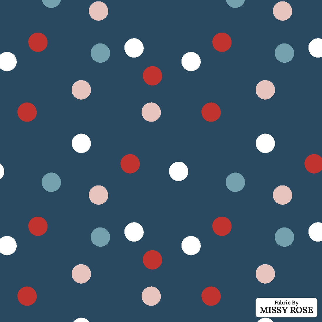 Indy Bloom Fabric Liberty Navy Confetti 06 flat view of the printed design | Fabric by Missy Rose