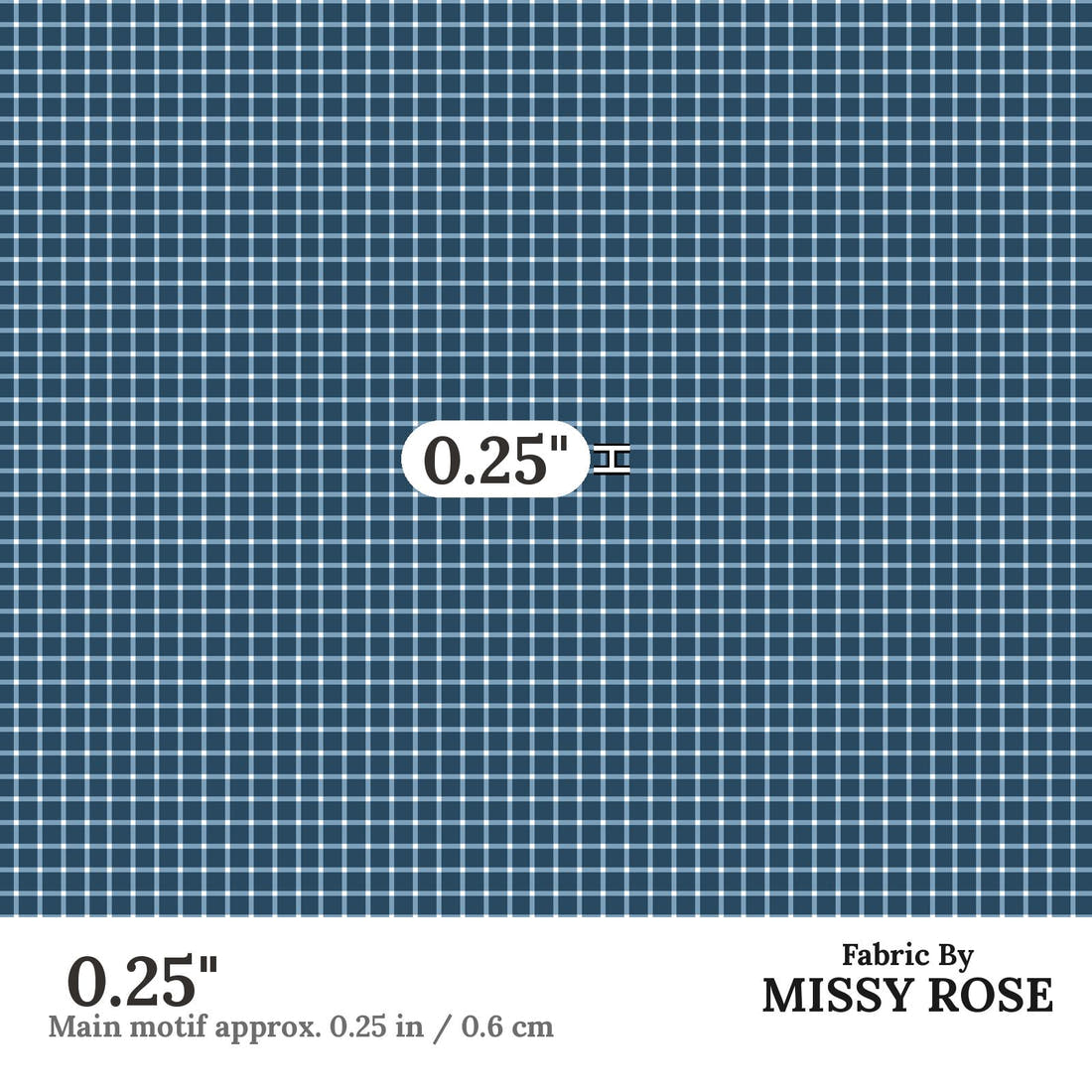 Indy Bloom Fabric Liberty Navy Gingham 09 0.25 inch print scale guide | Fabric by Missy Rose