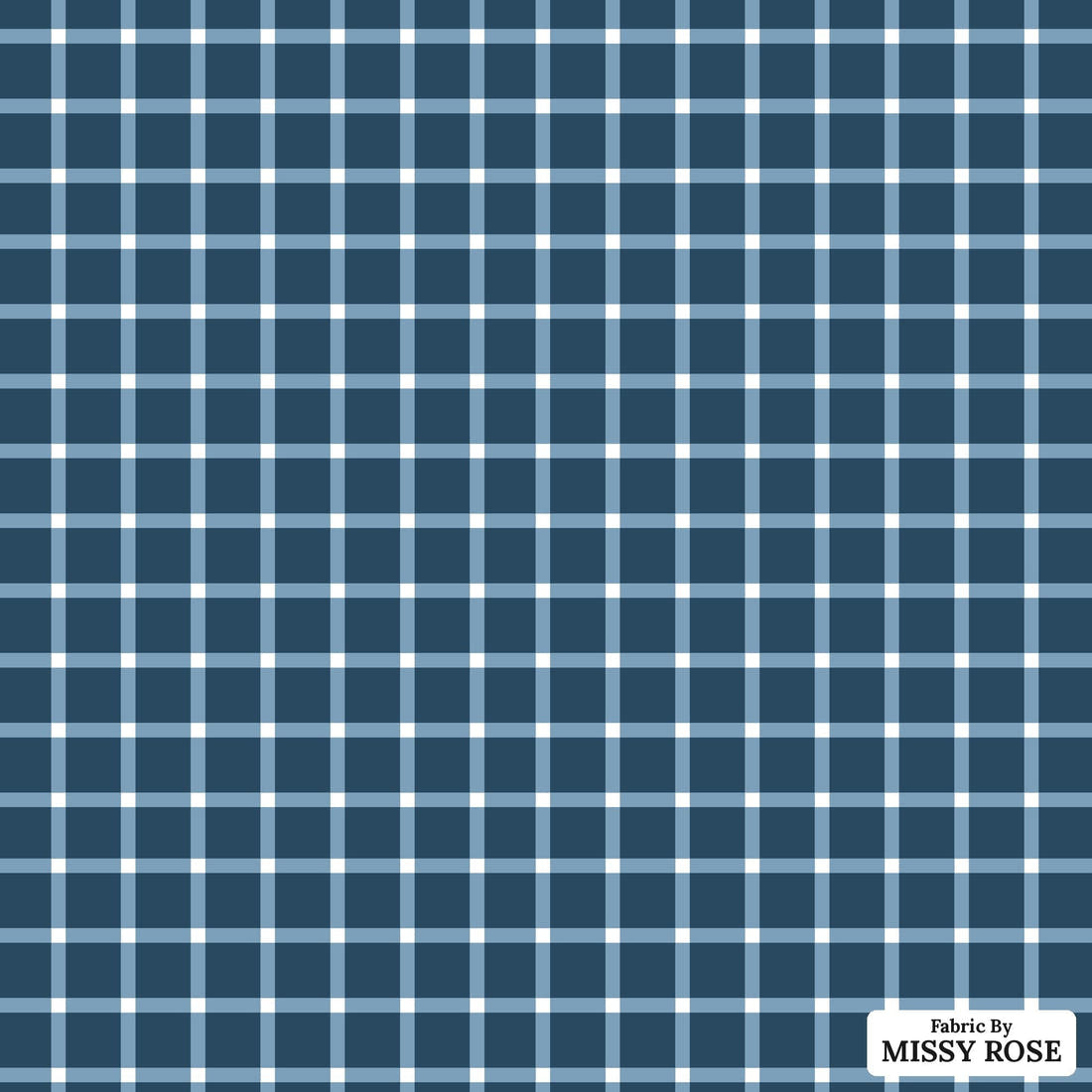 Indy Bloom Fabric Liberty Navy Gingham 09 flat view of the printed design | Fabric by Missy Rose