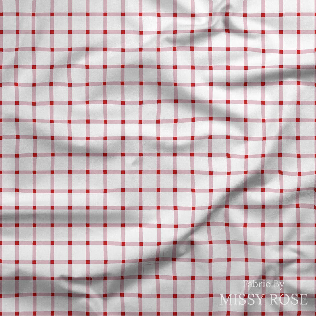 Indy Bloom Fabric Liberty Pink Plaid 10 draped fabric mockup - custom printed fabric by the metre | Fabric by Missy Rose
