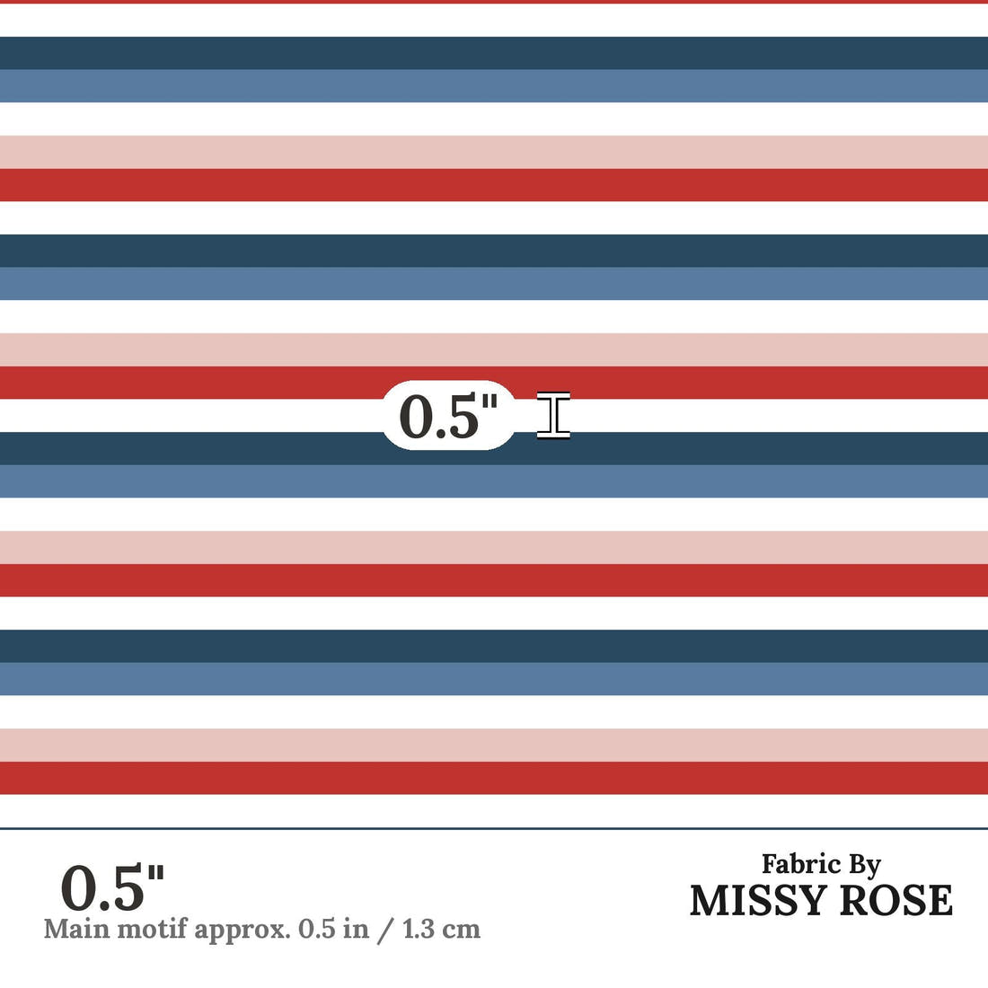 Indy Bloom Fabric Liberty Rainbow Stripe 11 0.5 inch print scale guide | Fabric by Missy Rose