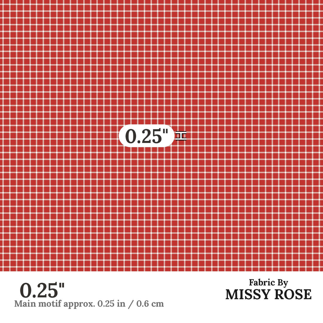 Indy Bloom Fabric Liberty Red Gingham 07 0.25 inch print scale guide | Fabric by Missy Rose
