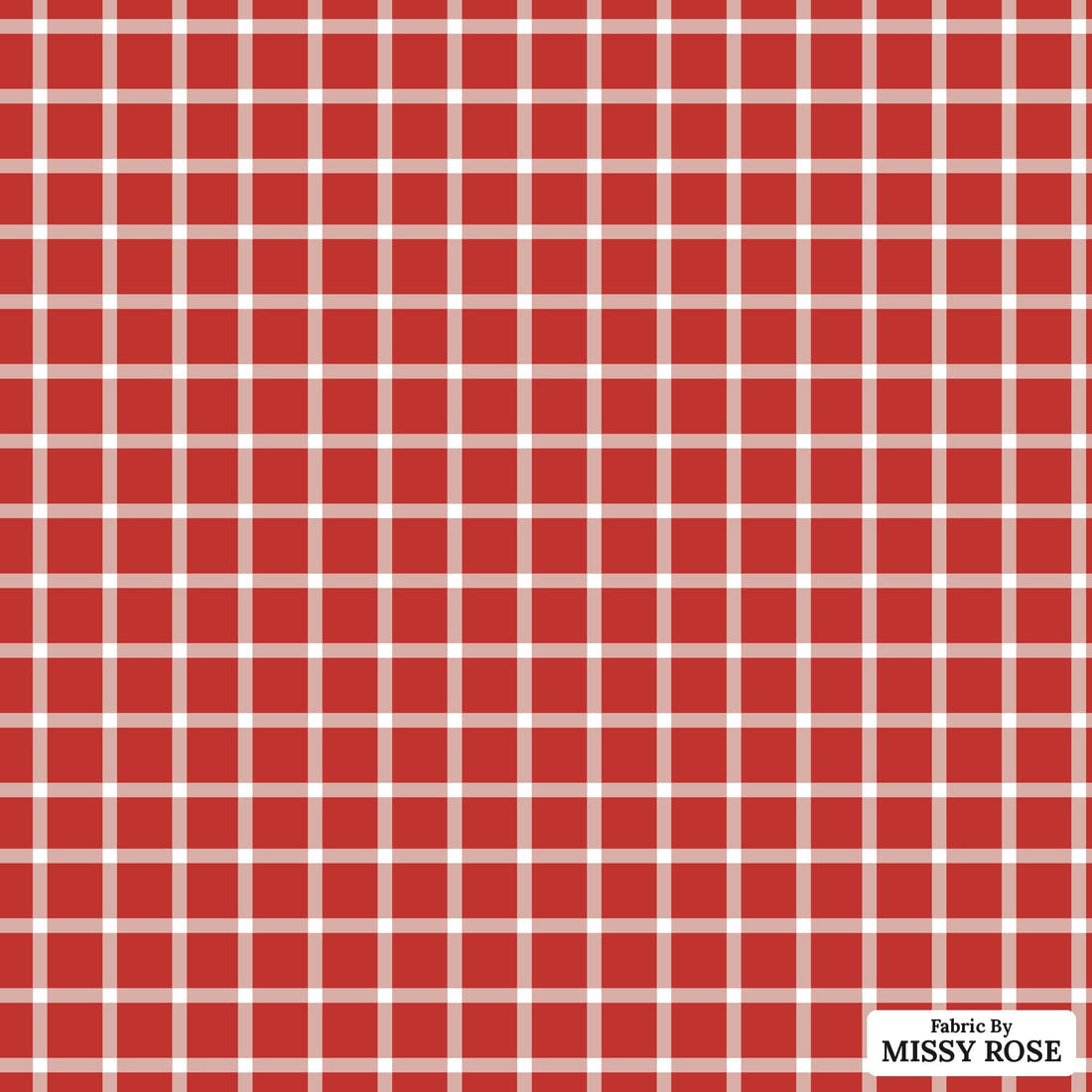Indy Bloom Fabric Liberty Red Gingham 07 flat view of the printed design | Fabric by Missy Rose