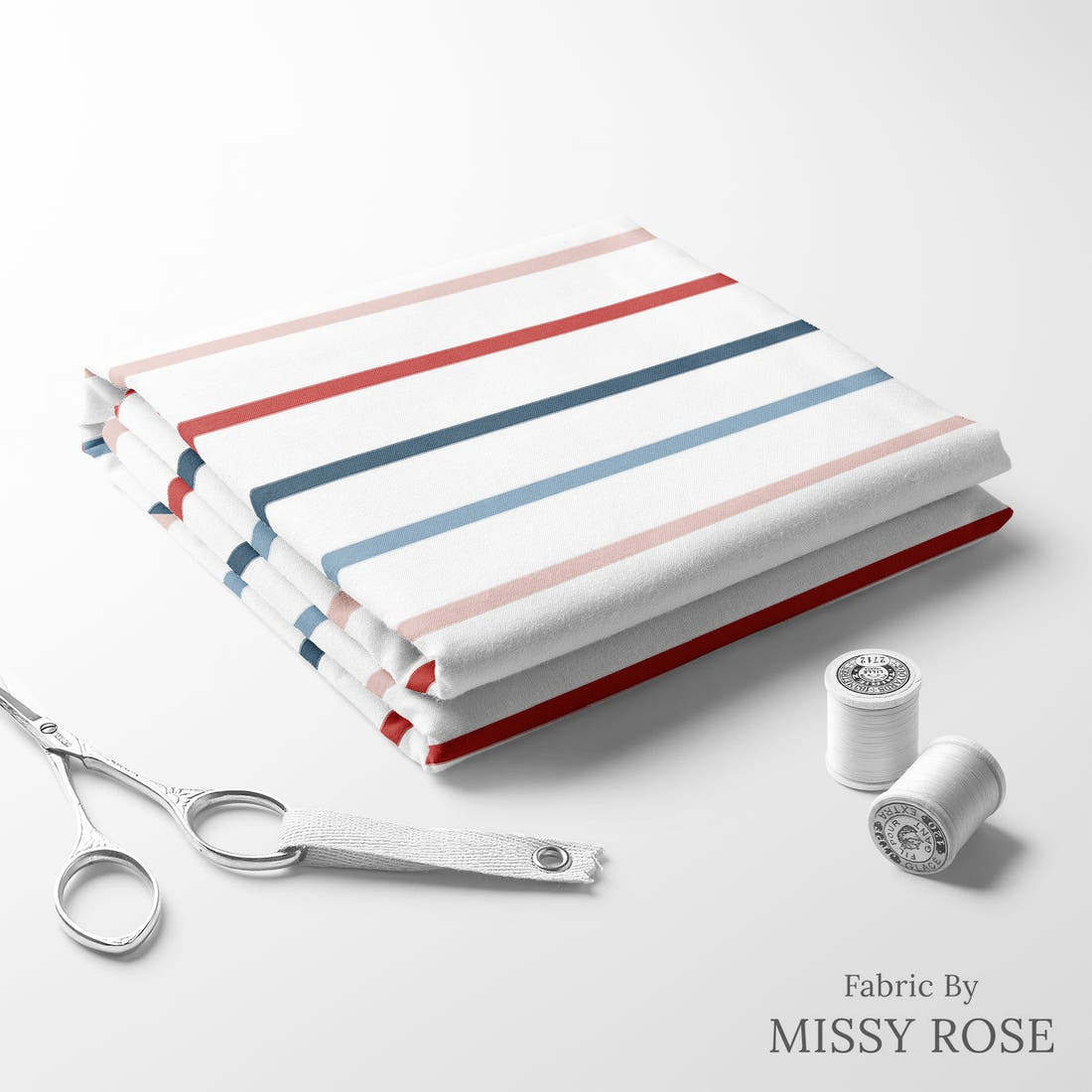 Indy Bloom Fabric Liberty Skinny 08 folded fabric stack with matching thread - pre-order fabric Australia | Fabric by Missy Rose