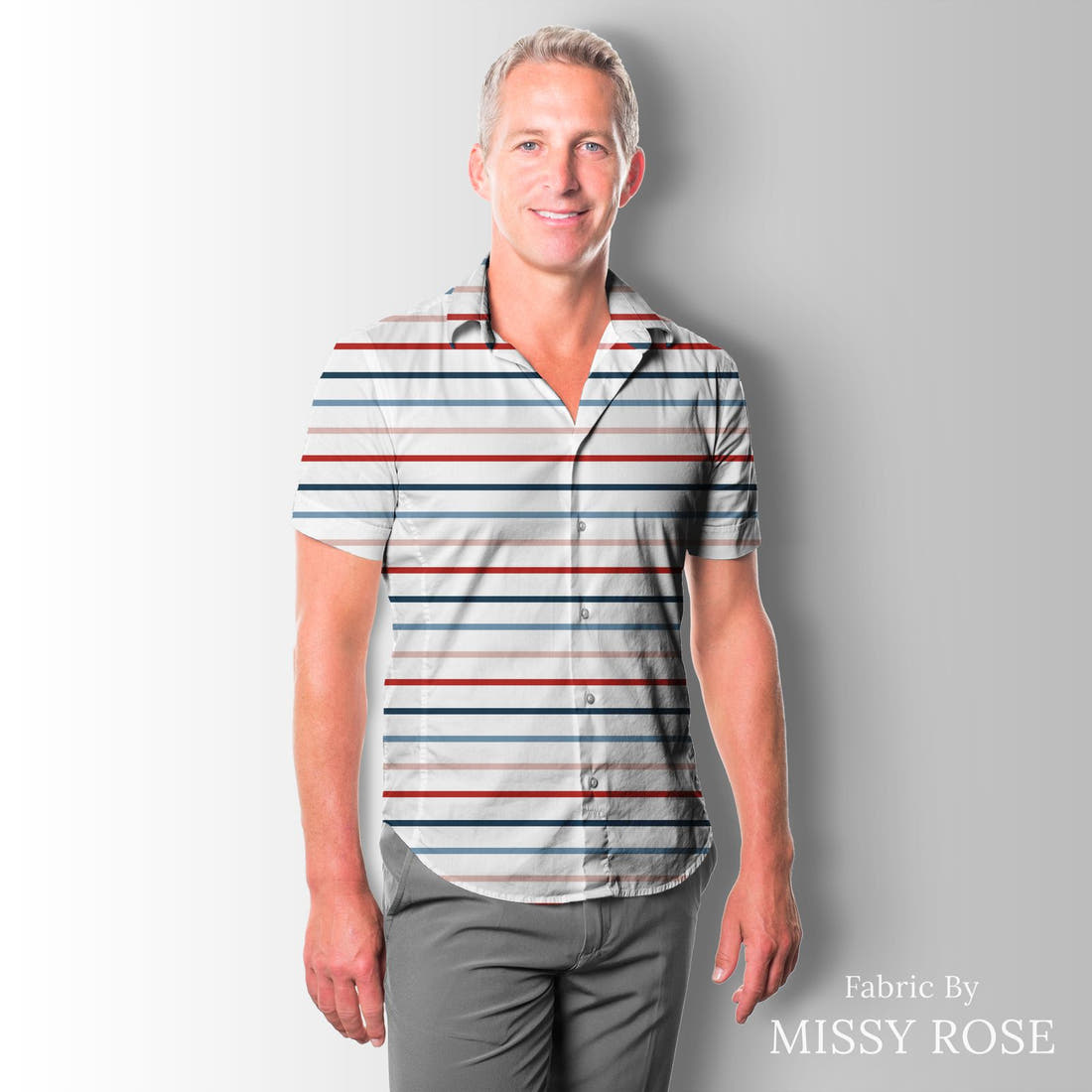 Indy Bloom Fabric Liberty Skinny 08 sewn into a men's shirt - custom printed fabric | Fabric by Missy Rose