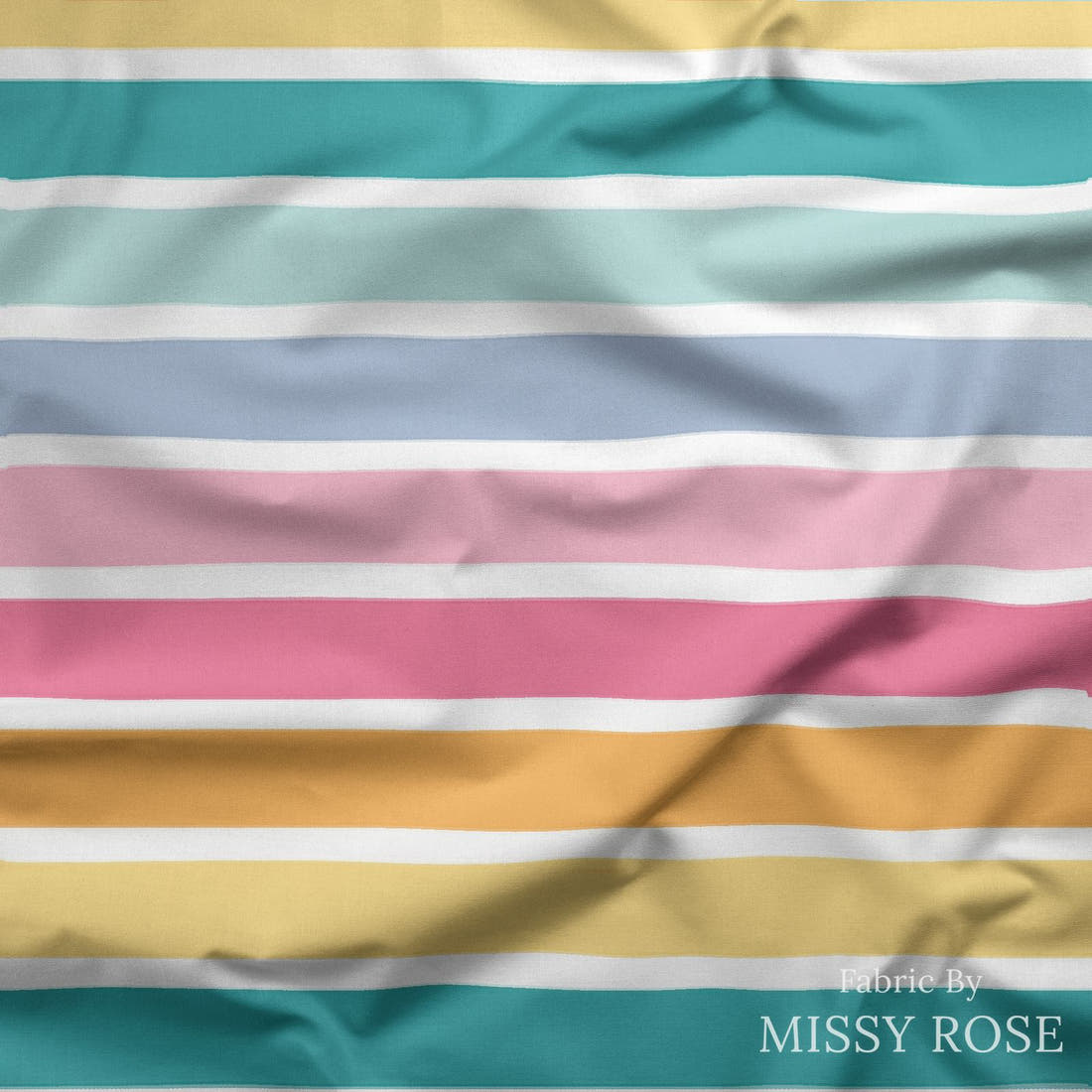 Indy Bloom Fabric Mermaid Lagoon Mermaid Stripes 06 draped fabric mockup - custom printed fabric by the metre | Fabric by Missy Rose