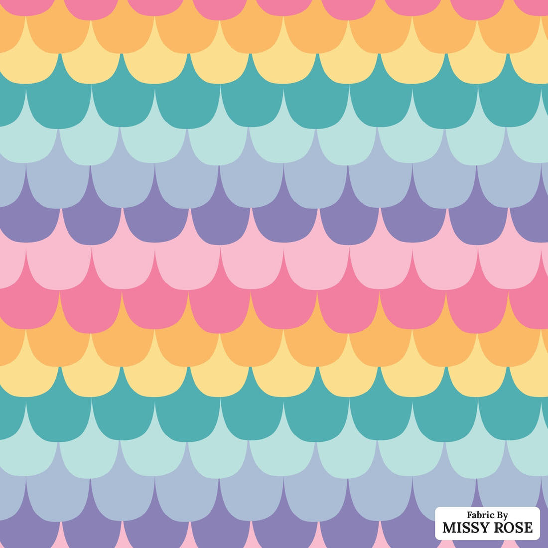 Indy Bloom Fabric Mermaid Lagoon Rainbow Tail 07 flat view of the printed design | Fabric by Missy Rose