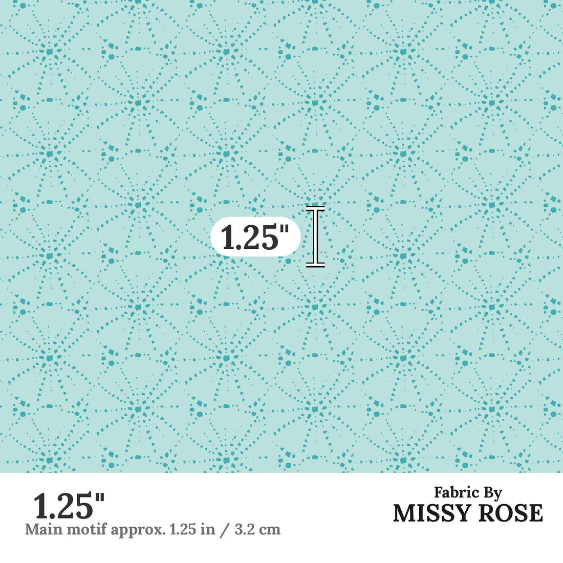 Indy Bloom Fabric Mermaid Lagoon Sandy Urchin Aqua 08 1.25 inch print scale guide | Fabric by Missy Rose